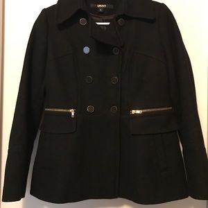 Black Double-Breasted Military Peacoat